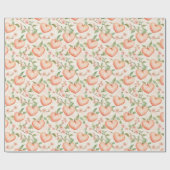 Papier Cadeau Fleurs de cœur jolies pêche menthe Anniversaire (Plat)