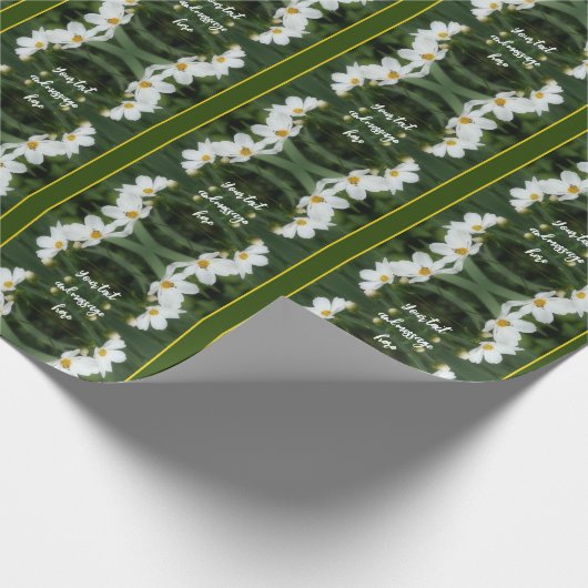 Papier Cadeau Fleurs De Cosmos Blanc Et Personnalisé (Coin)