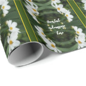 Papier Cadeau Fleurs De Cosmos Blanc Et Personnalisé (Coin rond)