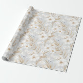 Papier Cadeau Fleurs de crème blanche papillons bleus douche de (Déroulé)