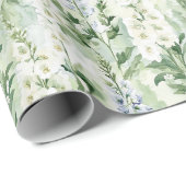 Papier Cadeau Fleurs de Delphinium Blanc Lavande Shower de Marié (Coin rond)