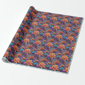 Papier Cadeau Fleurs de fantaisie fractale (Déroulé)