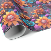 Papier Cadeau Fleurs de fantaisie fractale (Coin rond)