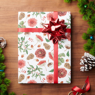 Papier Cadeau Fleurs de fêtes de Noël