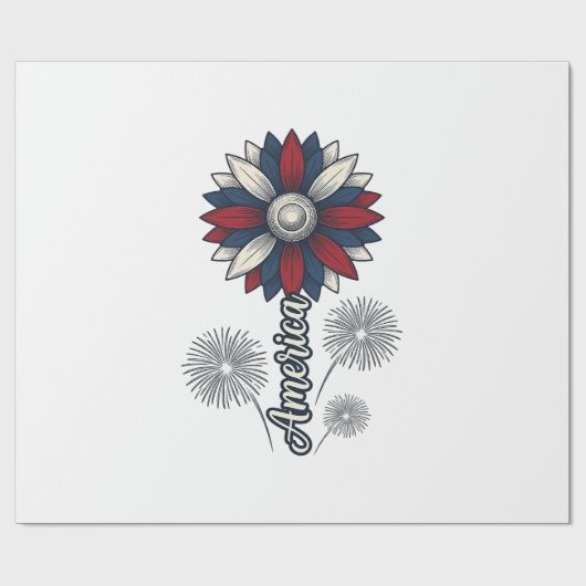 Papier Cadeau Fleurs de feu d'artifice vectoriel de l'Amérique p (Plat)