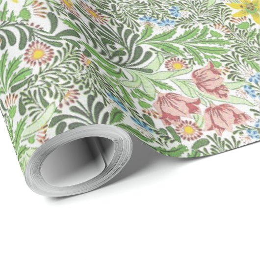 Papier Cadeau Fleurs de feuillage de Bower de William Morris vin (Coin rond)