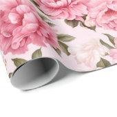 Papier Cadeau Fleurs de fleurs rose pâle (Coin rond)