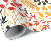 Papier Cadeau Fleurs de forêt sauvage Mariage de feuillage de ch (Coin rond)