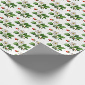 Papier Cadeau Fleurs de fraises sur blanc (Coin)