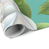 Papier Cadeau Fleurs de gardène blanches (Coin rond)