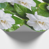 Papier Cadeau Fleurs de gardenia blanches et vert (Coin)
