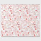 Papier Cadeau Fleurs de gribouillis dans le corail vivant (Plat)