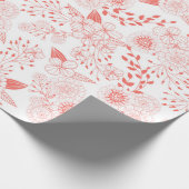 Papier Cadeau Fleurs de gribouillis dans le corail vivant (Coin)