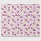 Papier Cadeau Fleurs de Hellebore rose Baies & Rubans sur Rose (Plat)