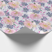 Papier Cadeau Fleurs de Hellebore rose Berries & Rubans sur blan (Coin)