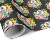 Papier Cadeau Fleurs de hérisson mignonnes (Coin rond)