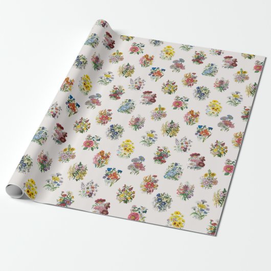 Papier Cadeau Fleurs de jardin (Déroulé)