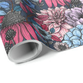 Papier Cadeau Fleurs de jardin (Coin rond)