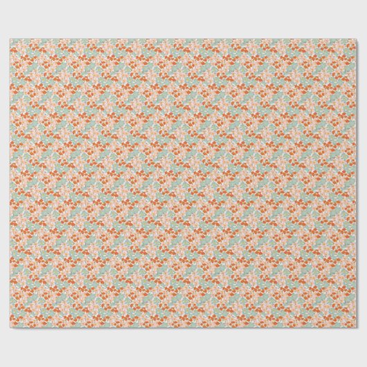 Papier Cadeau Fleurs de jardin : rose, orange sans soudure (Plat)