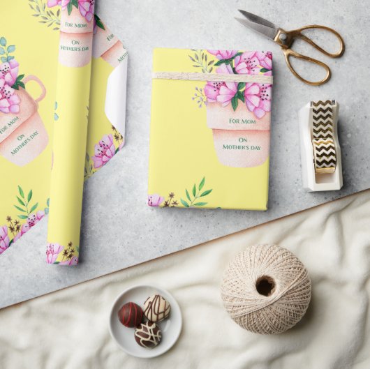 Papier Cadeau Fleurs de la Fête des Mères en Coupe (Artisanat)