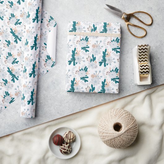 Papier Cadeau Fleurs de la forêt froide d'hiver (Artisanat)
