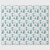 Papier Cadeau Fleurs de la forêt froide d'hiver (Plat)