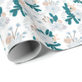 Papier Cadeau Fleurs de la forêt froide d'hiver (Coin rond)