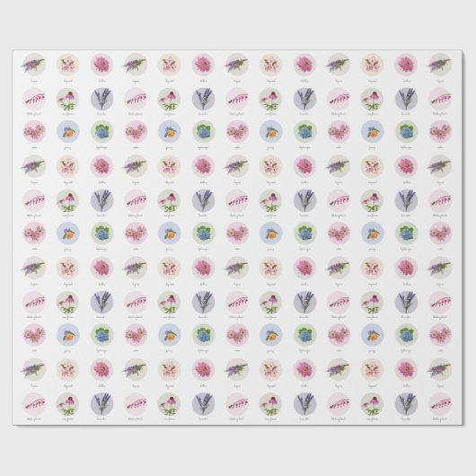 Papier Cadeau Fleurs de la Nouvelle-Angleterre (Plat)