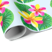 Papier Cadeau Fleurs de la Plumeria tropicale (Coin rond)