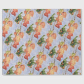 Papier Cadeau Fleurs de lanternes orange (Plat)