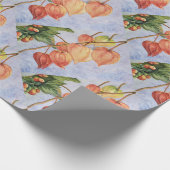 Papier Cadeau Fleurs de lanternes orange (Coin)