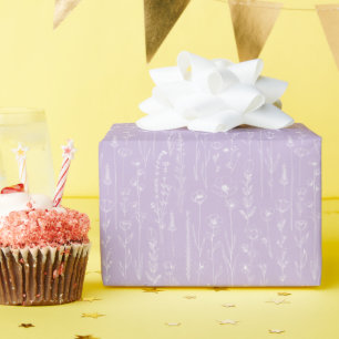 Papier Cadeau Fleurs de Lavande pour Baby Shower