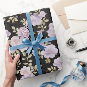 Papier Cadeau Fleurs de Lavande Rouge Sombre Enterrement de Vie
