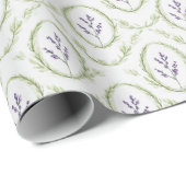 Papier Cadeau Fleurs de Lavande Verte Anniversaire (Coin rond)