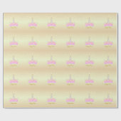 Papier Cadeau Fleurs de licorne & Étoiles (Plat)