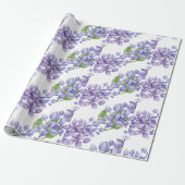 Papier Cadeau Fleurs de lilas à l'aquarelle violette (Déroulé)