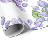 Papier Cadeau Fleurs de lilas à l'aquarelle violette (Coin rond)