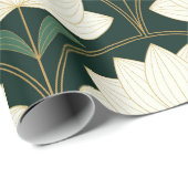 Papier Cadeau Fleurs de Lotus Art Déco sur des formes de Ventila (Coin rond)