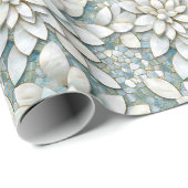 Papier Cadeau Fleurs de lotus blanc bleu (Coin rond)