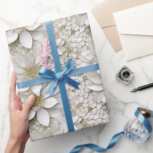 Papier Cadeau Fleurs de Lotus Blanc Or (Cadeaux)