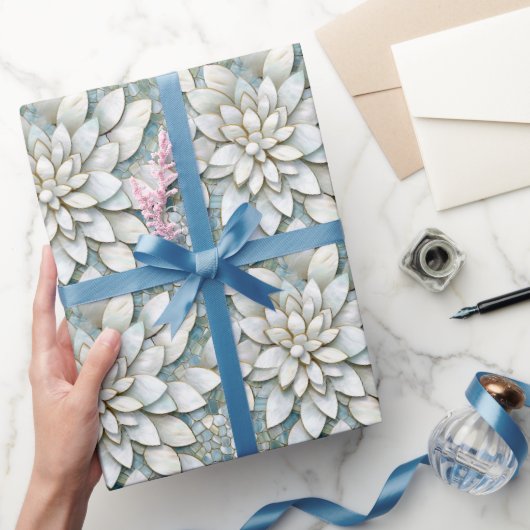 Papier Cadeau Fleurs de Lotus Bleues Blances (Cadeaux)