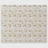 Papier Cadeau Fleurs de Lotus Or Blanc (Plat)