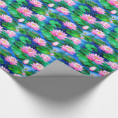 Papier Cadeau Fleurs de Lotus roses sur un étang (Coin)