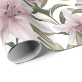 Papier Cadeau Fleurs de lys. Modèle floral (Coin rond)