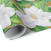 Papier Cadeau Fleurs de magnolia (Coin rond)