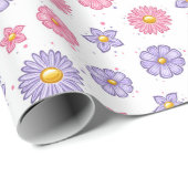 Papier Cadeau Fleurs de marguerite (Coin rond)