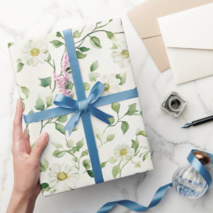 Papier Cadeau Fleurs de marguerite blanche Anniversaire