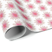 Papier Cadeau Fleurs de marguerite rose (Coin rond)