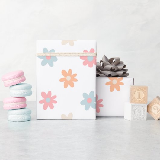 Papier Cadeau Fleurs de marguerite super Retro Boho Floral (Baby Shower)