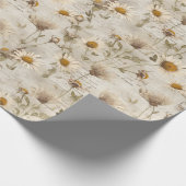 Papier Cadeau Fleurs de marguerite vintages séchées, calligraphi (Coin)